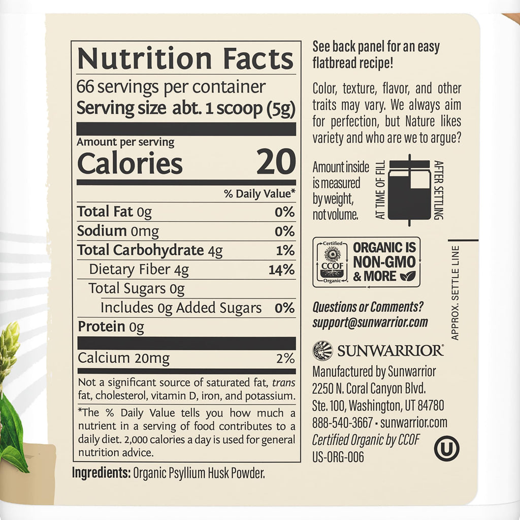 Organic Psyllium Husk Powder Fiber 66 Servings T890
