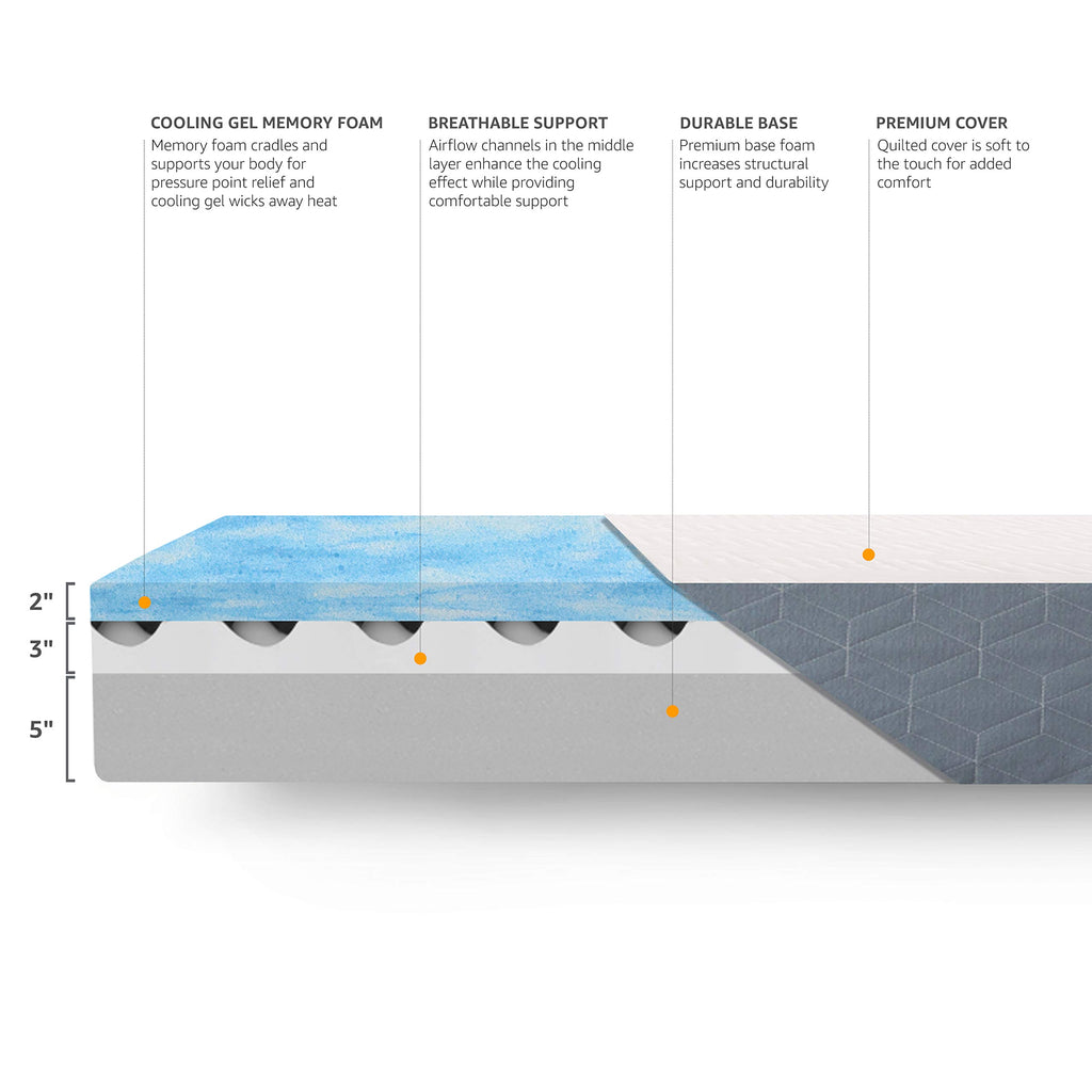 Medium-Firm Cooling Gel Memory Foam Mattress, Twin Size V782383