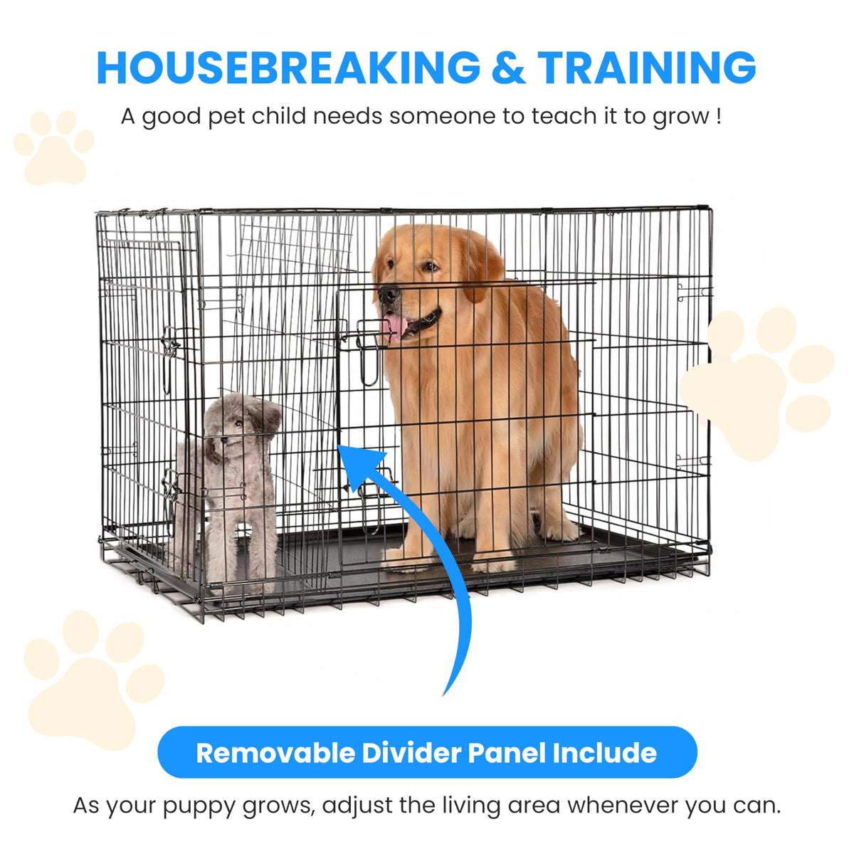 48-Inch Double Door Folding Metal Wire Dog Crate with Divider C729