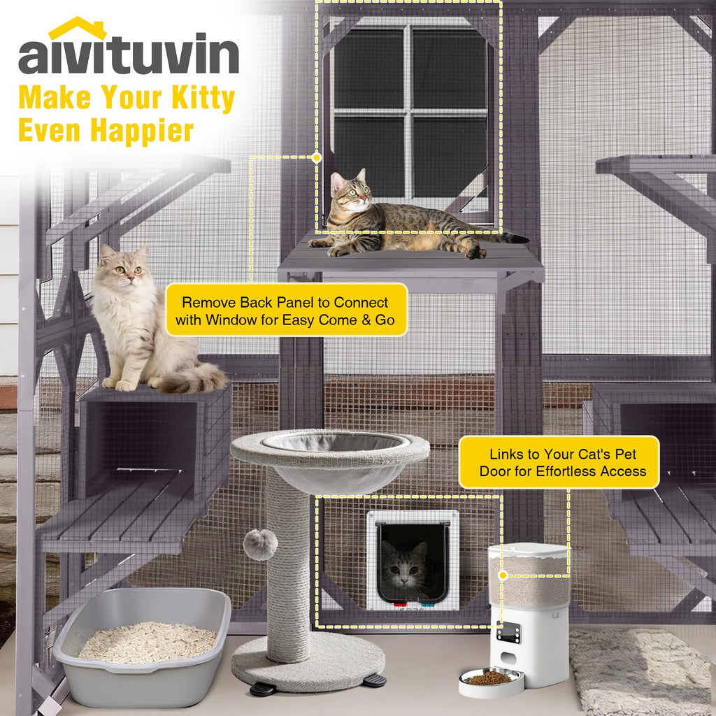 Extra Large 5-Level Outdoor Cat Enclosure with Cover D976046