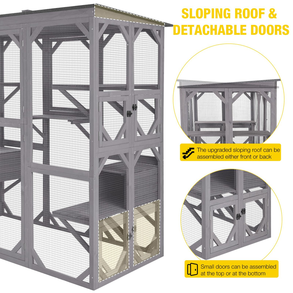 Extra Large 5-Level Outdoor Cat Enclosure with Cover D976046