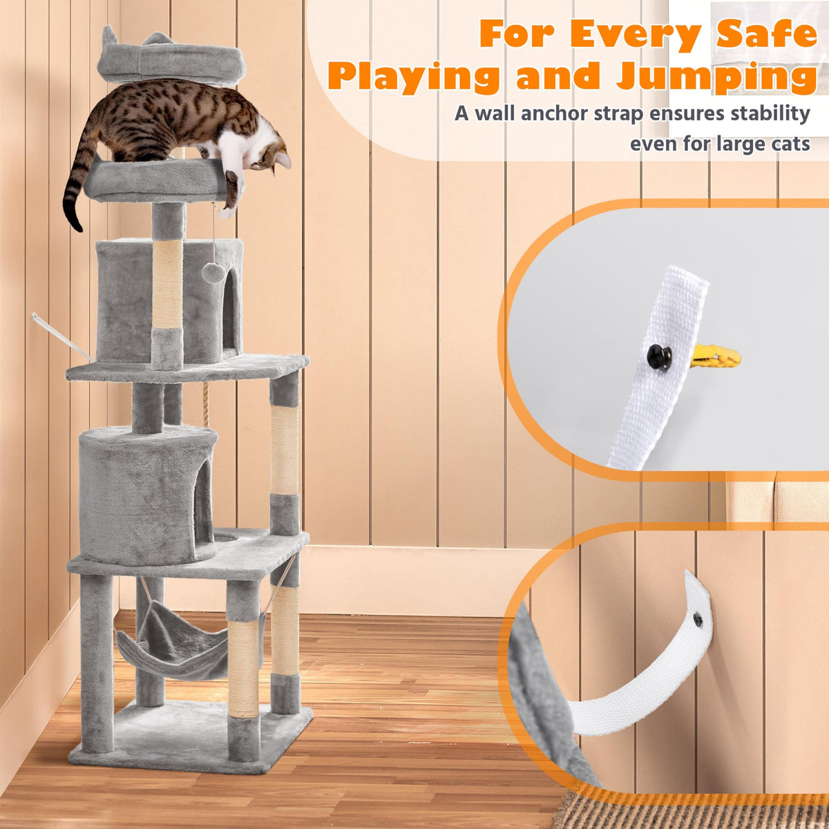 Tall Cat Tree with Condo Scratching Post M227521