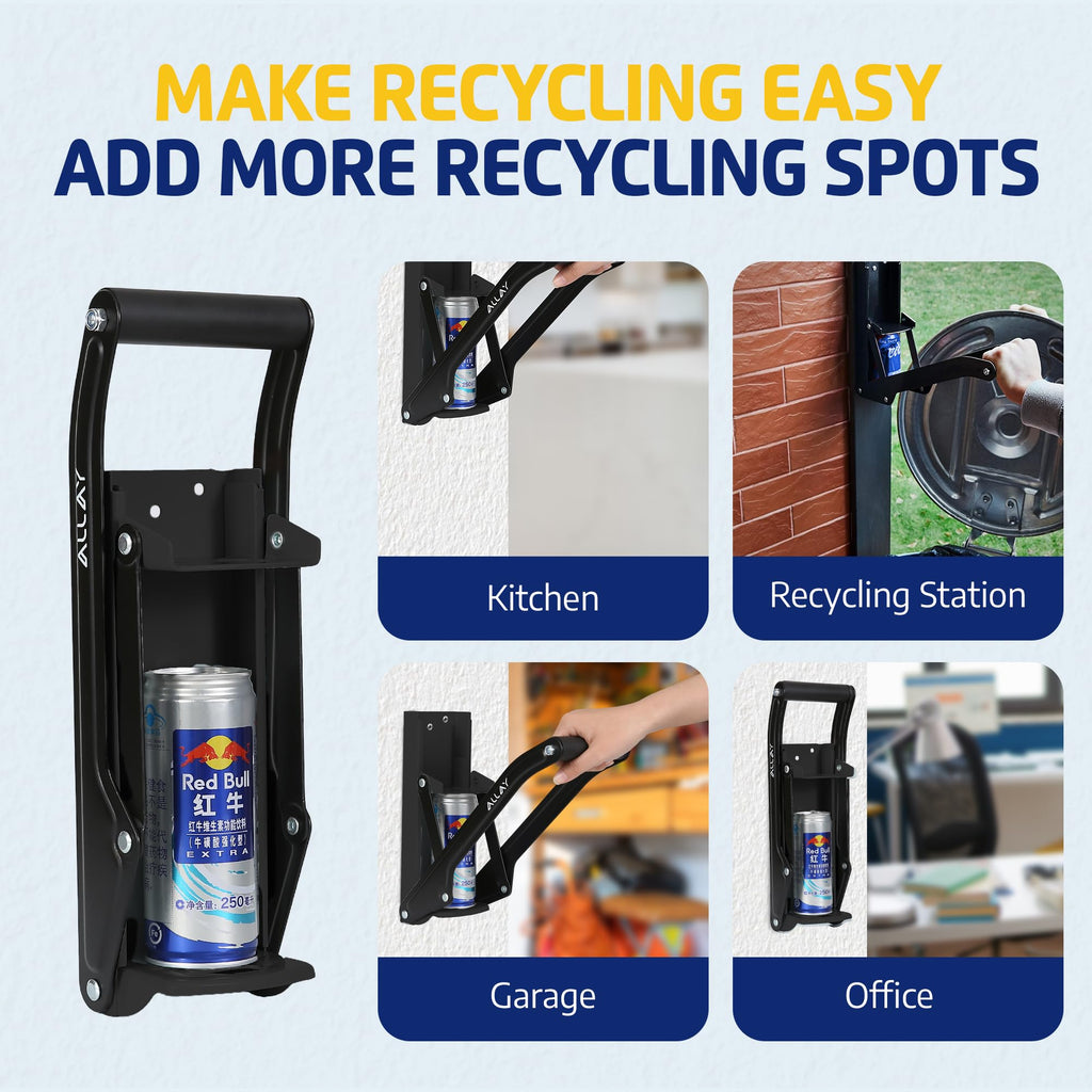 16oz Wall Mounted Can Crusher with Built-In Bottle Opener J357