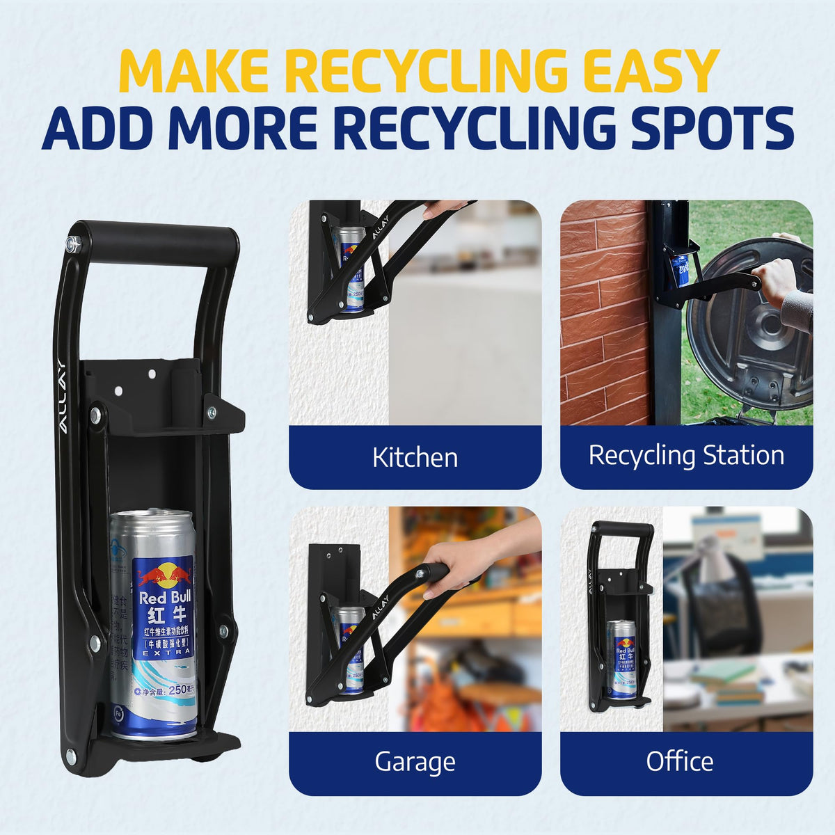16oz Wall Mounted Can Crusher with Built-In Bottle Opener J357