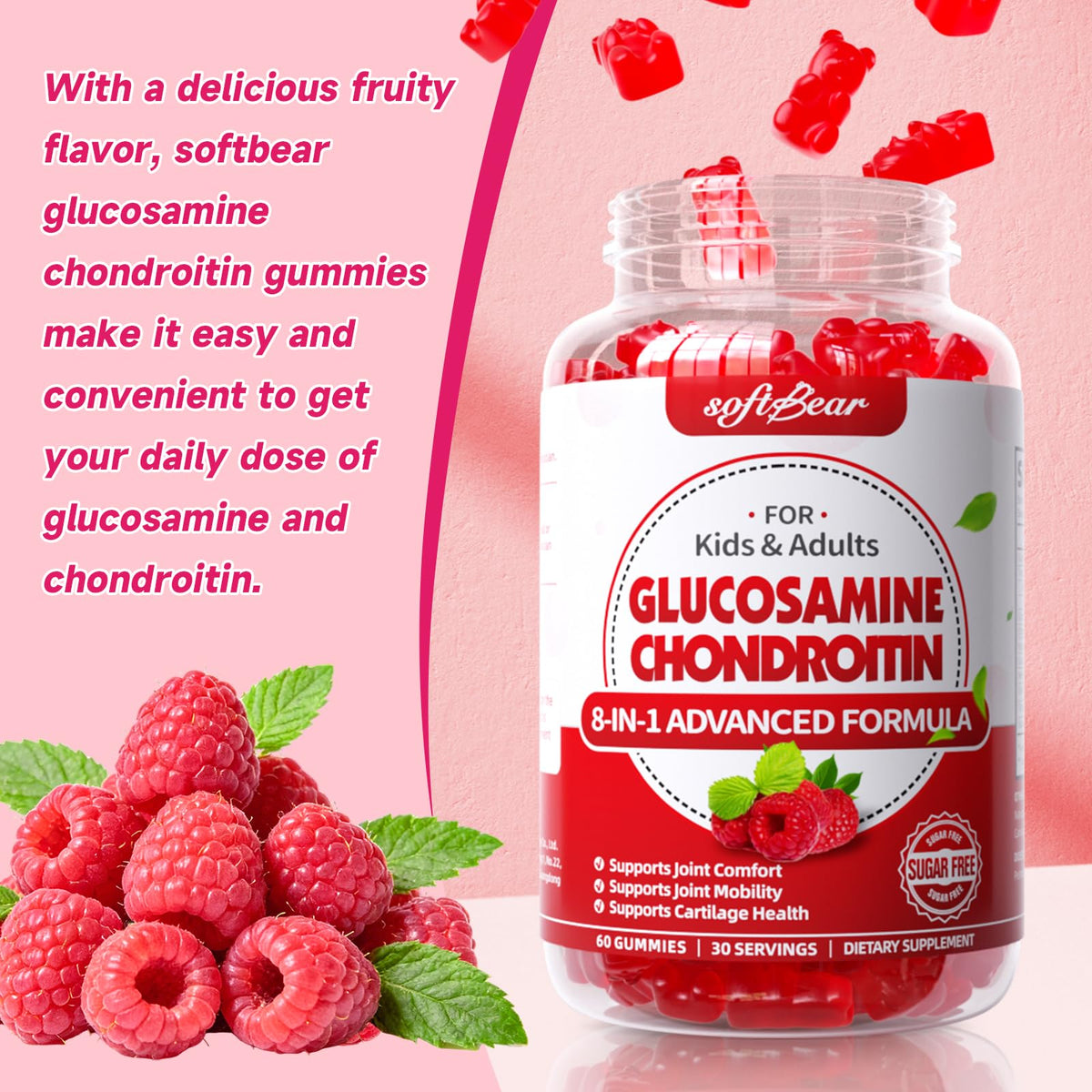 Sugar Free Glucosamine Chondroitin MSM Gummies 60 Count V763