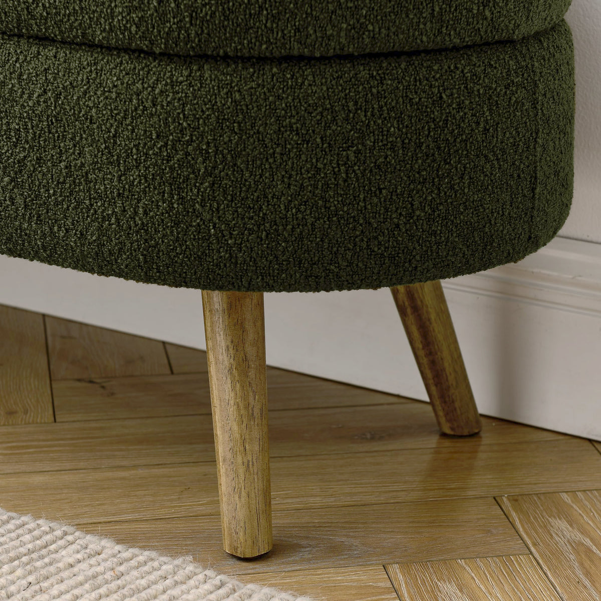 Oval Storage Bench with Rubber Wood Legs Green F34190