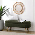 Oval Storage Bench with Rubber Wood Legs Green F34190