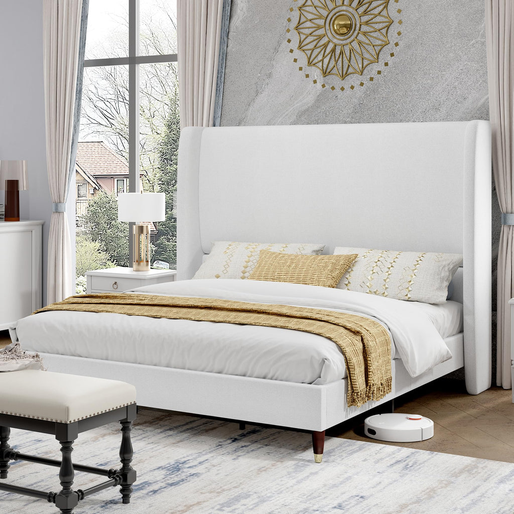 Queen Bed Frame Upholstered Bed White M94233