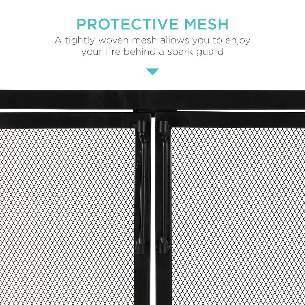 38.5x31in 2-Door Black Wrought Iron Fireplace Screen S587748