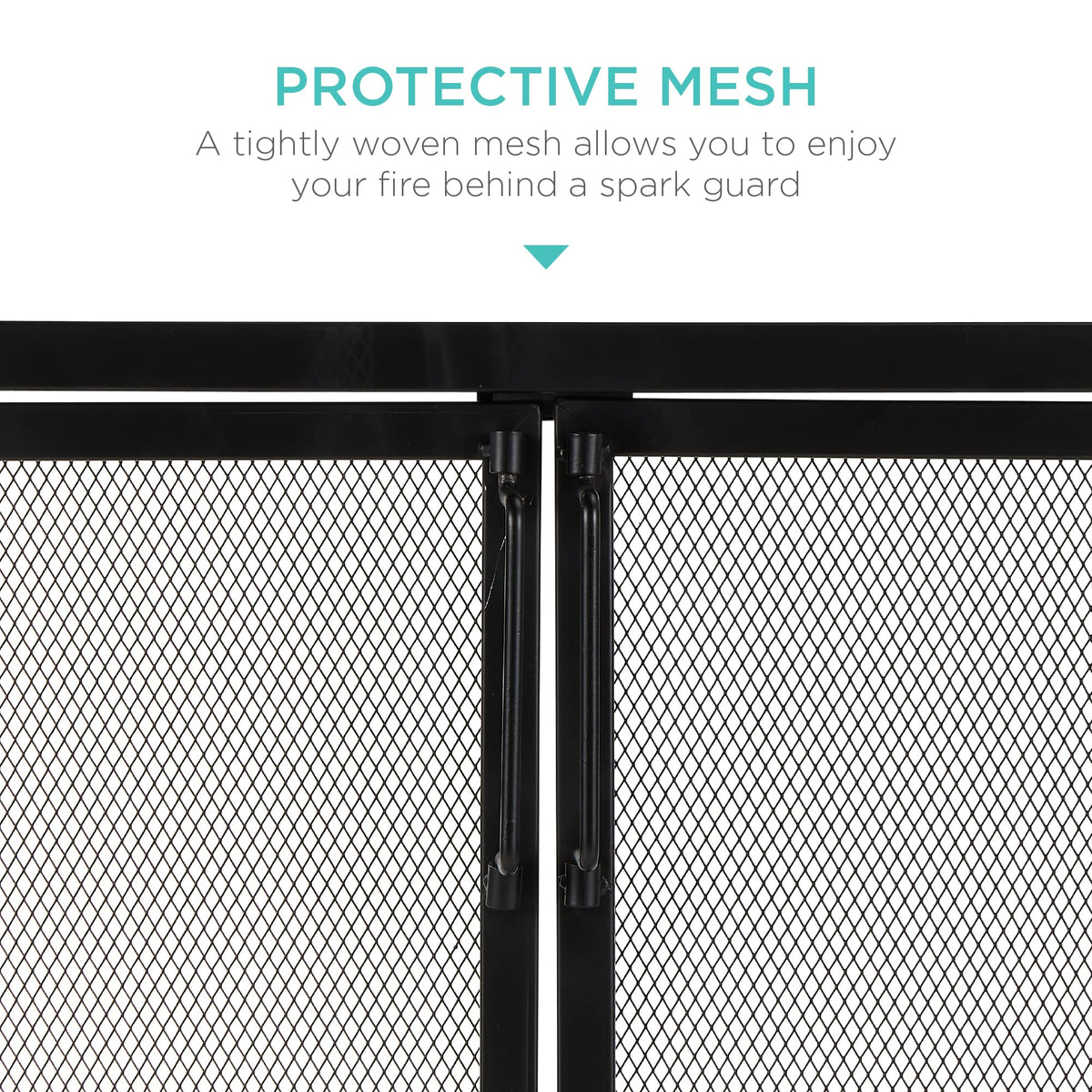 38.5x31in 2-Door Black Wrought Iron Fireplace Screen S587748