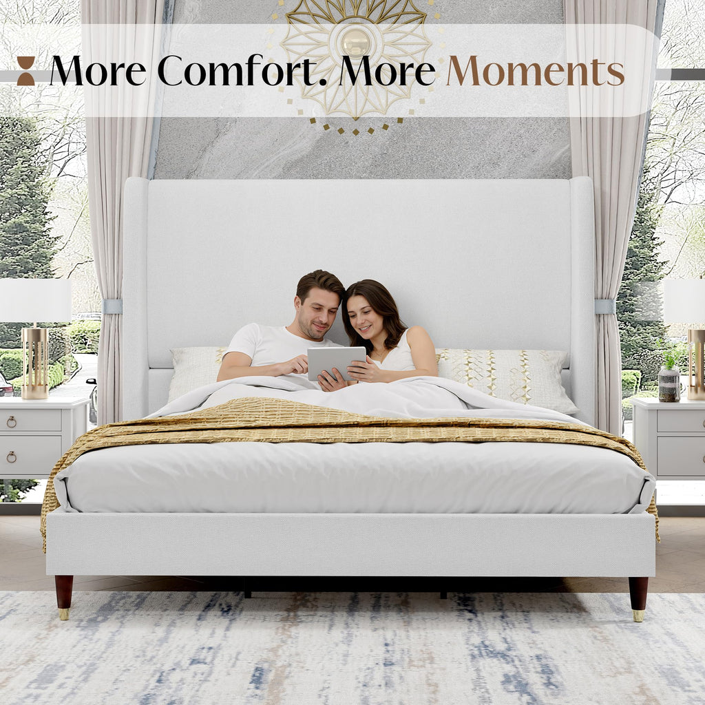 Queen Bed Frame Upholstered Bed White M94233