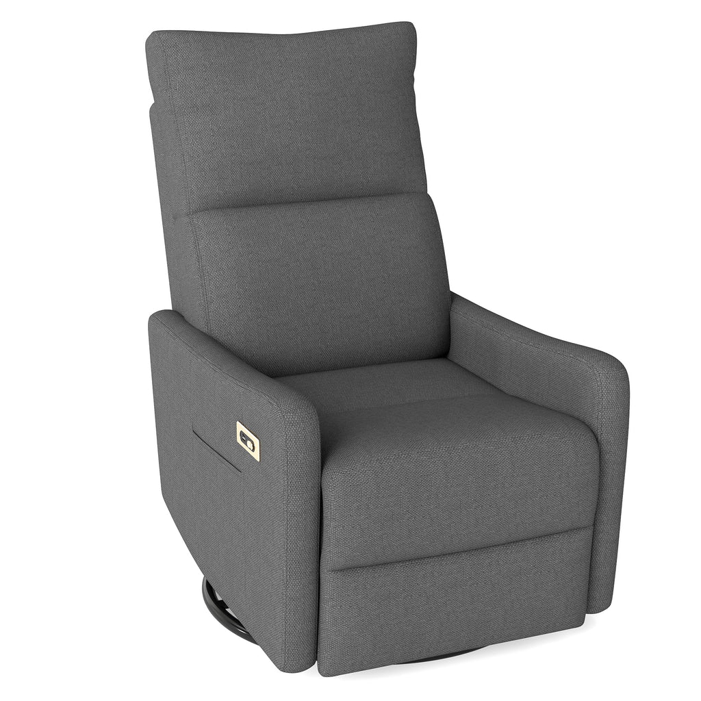 Dark Gray Velvet Swivel Rocker Chair F89676