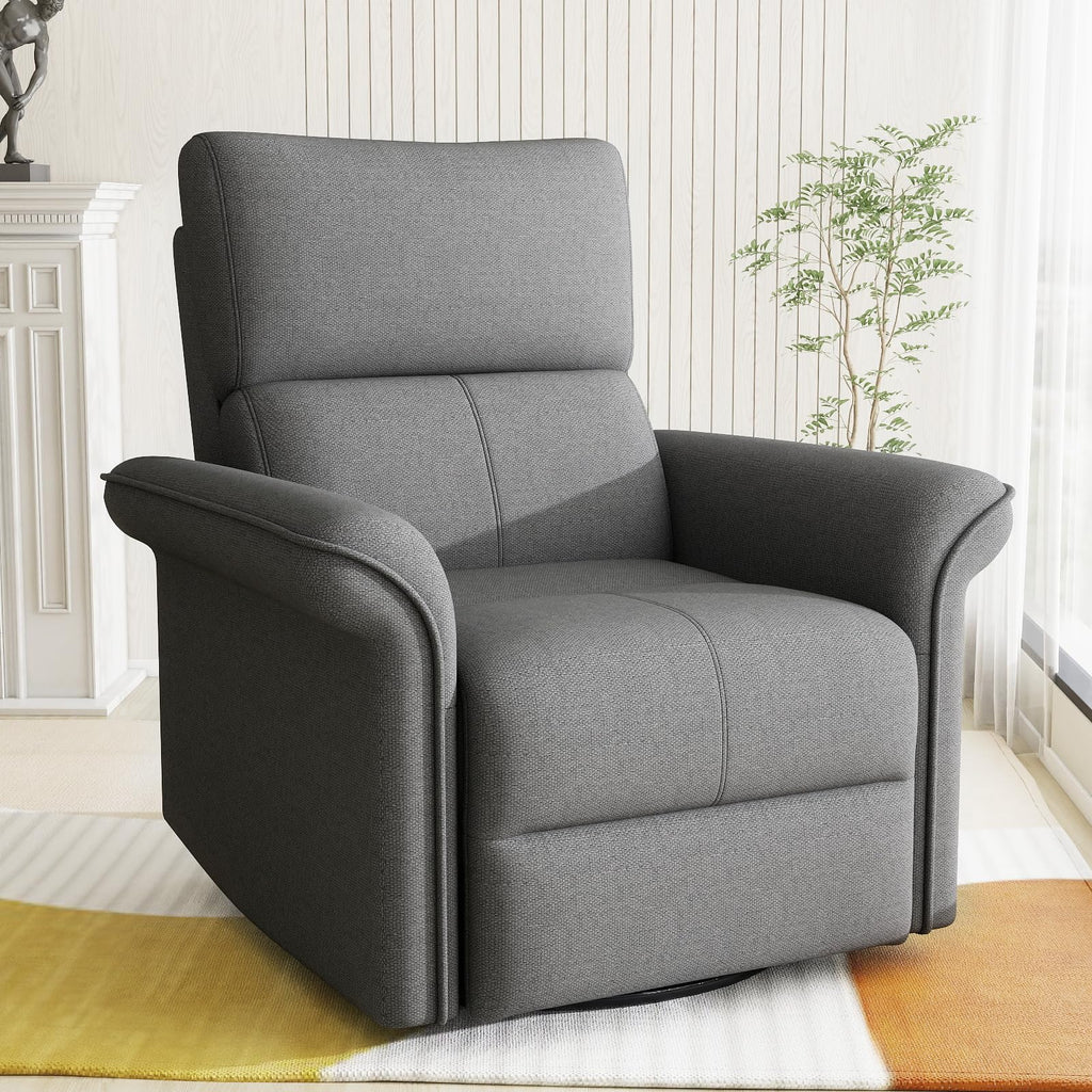 Velvet Grey Swivel Rocker Recliner Chair Q601018