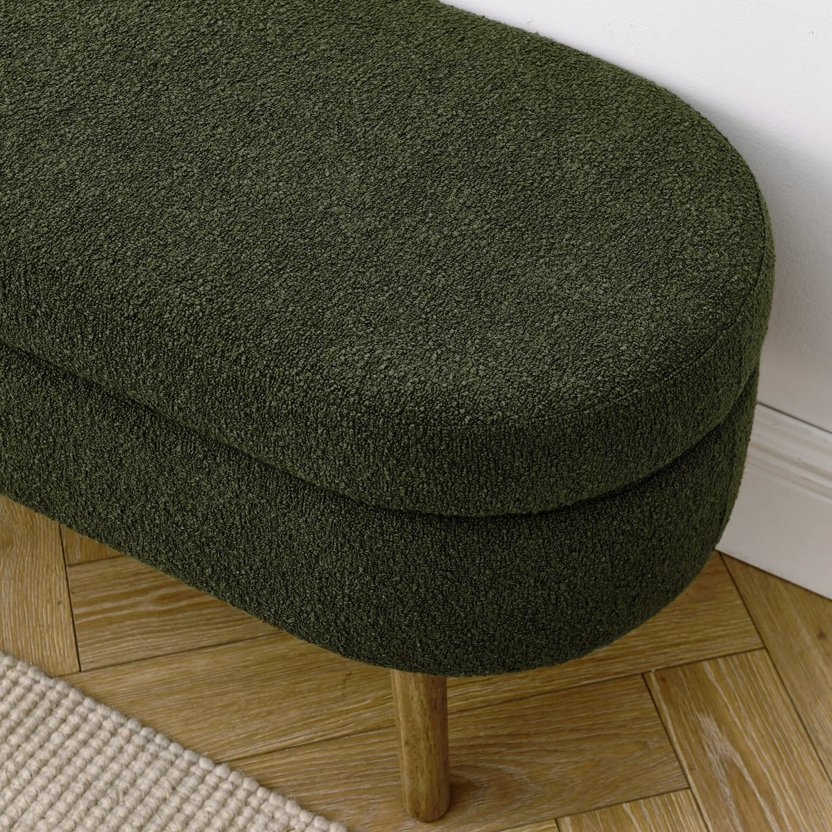 Oval Storage Bench with Rubber Wood Legs Green F34190