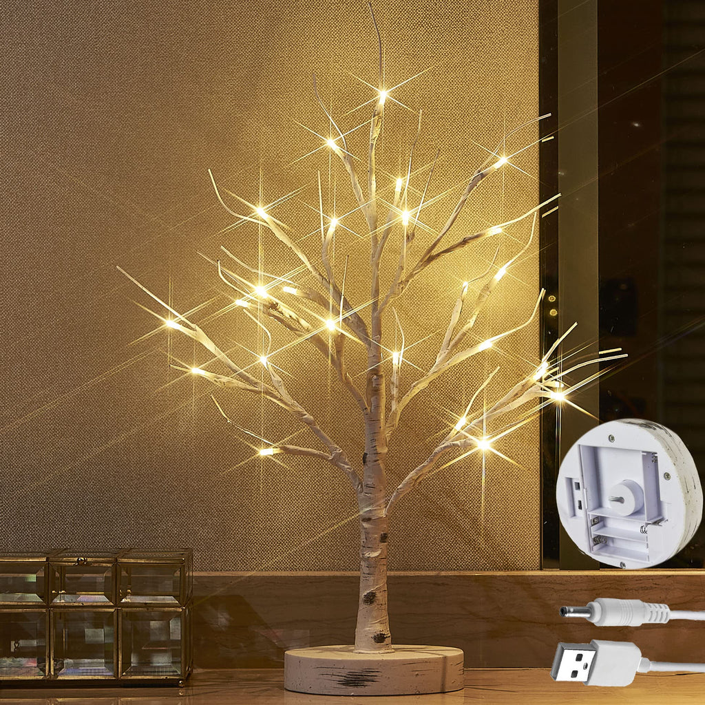 Lighted Birch Tree with Timer 18IN 24 LED C93660