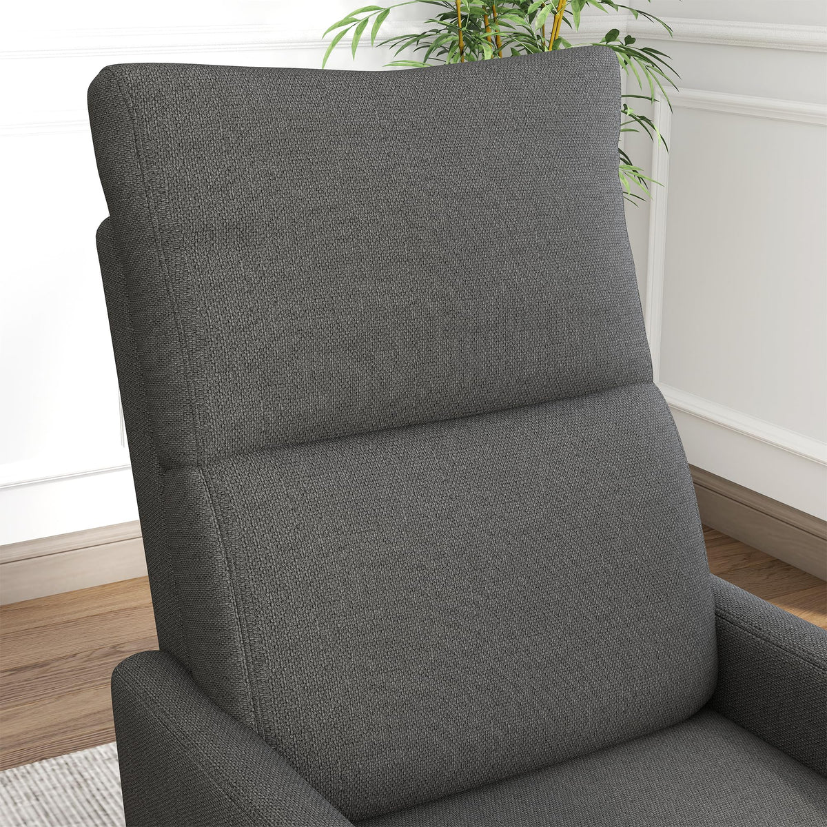 Dark Gray Velvet Swivel Rocker Chair F89676