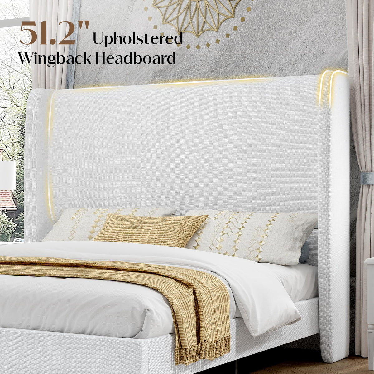 Queen Bed Frame Upholstered Bed White M94233