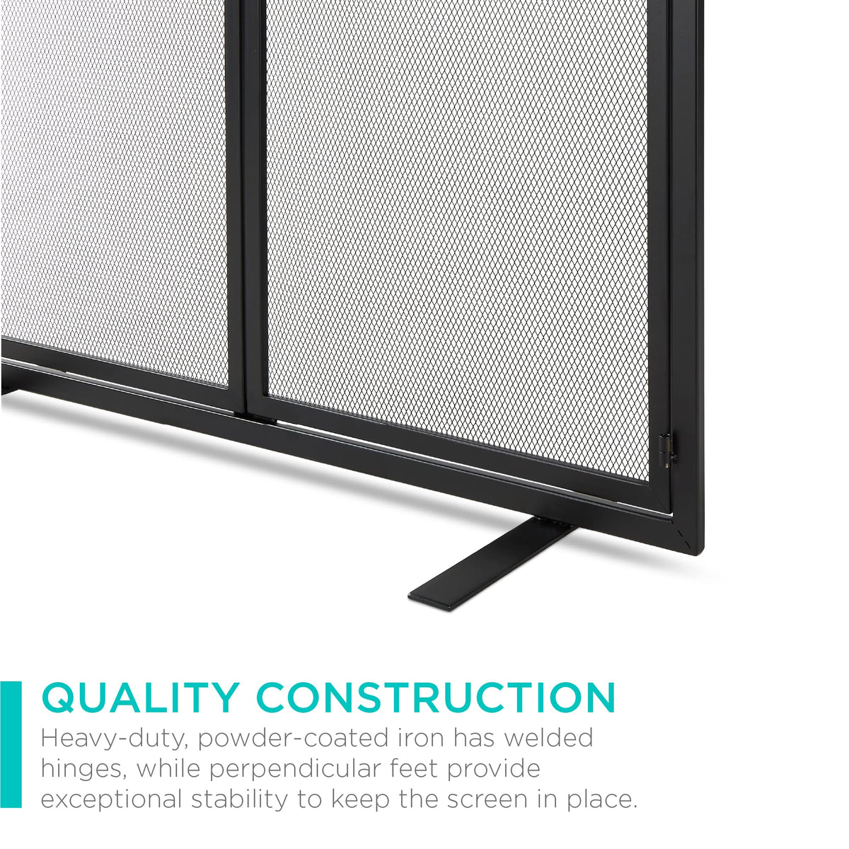 38.5x31in 2-Door Black Wrought Iron Fireplace Screen S587748