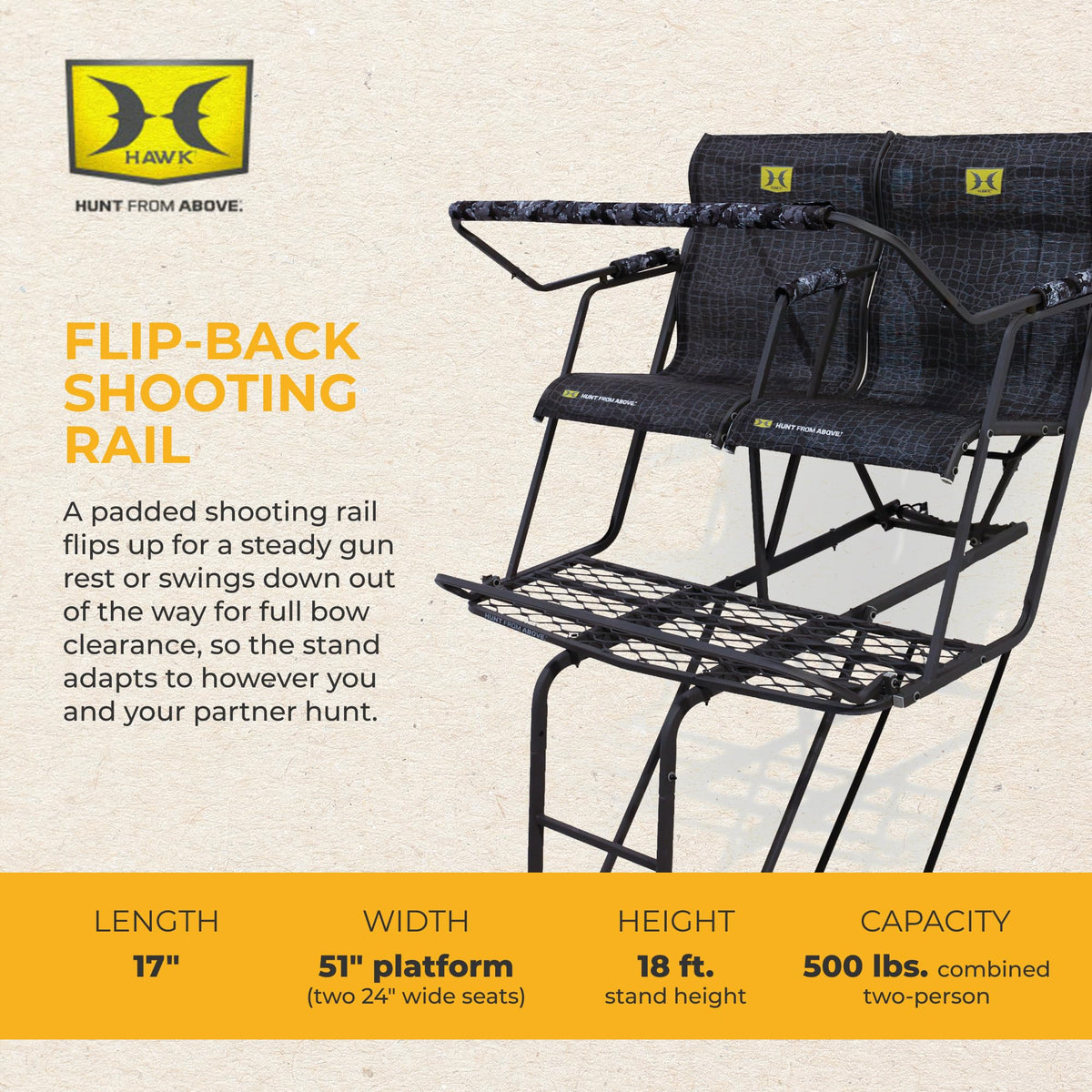 Ladderstand with Wide Seat, Backrest and Weapon Holder O7050