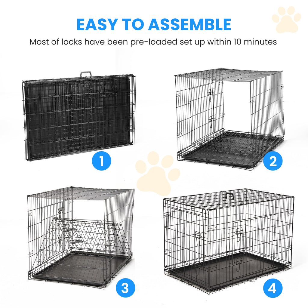 48-Inch Double Door Folding Metal Wire Dog Crate with Divider C729