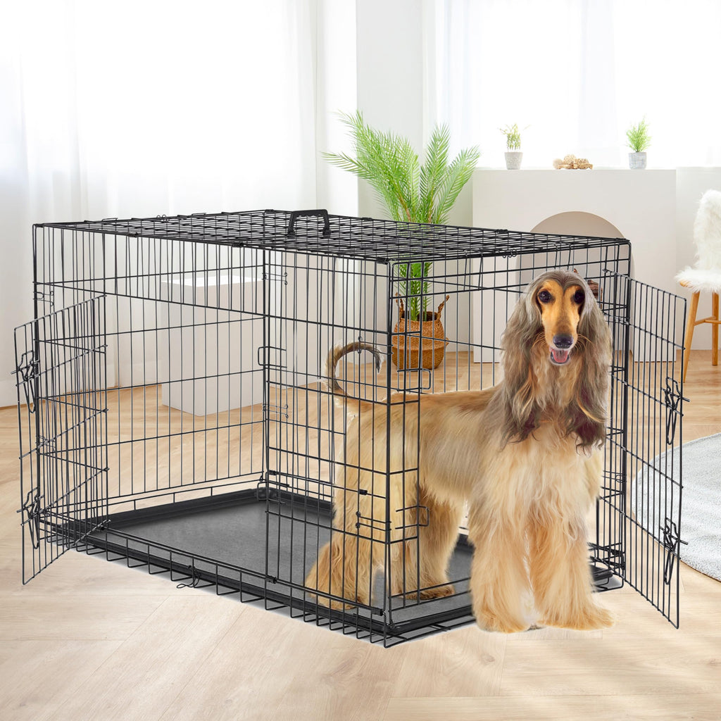 48-Inch Double Door Folding Metal Wire Dog Crate with Divider C729