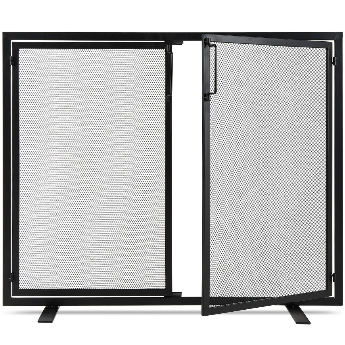 38.5x31in 2-Door Black Wrought Iron Fireplace Screen S587748